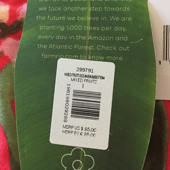 Farm Rio Mixed Fruits Ocean High-Waisted Bikini Bottom - Picture 10 of 12